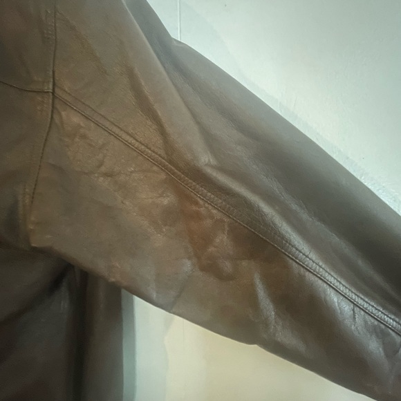 Silver Leaf Brown Leather Jacket - Picture 7 of 7